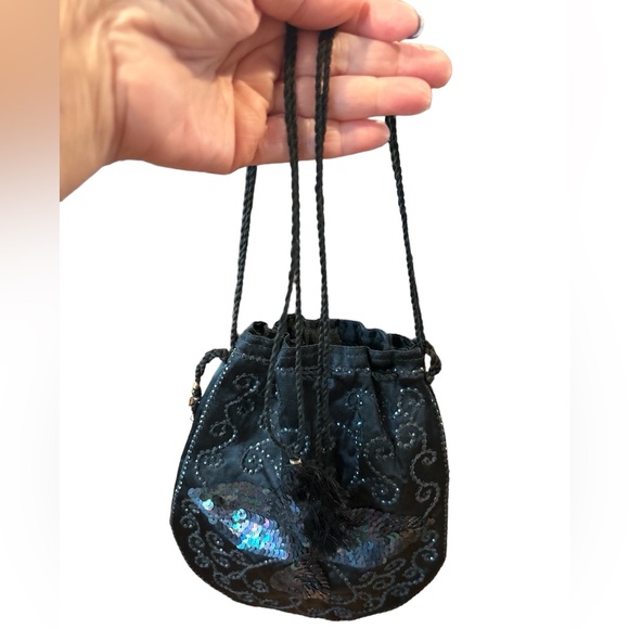 Satin Embroidered Pull String Bag - Picture 3 of 5